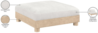 Turin - Chenille Fabric Upholstered Modular Ottoman - Natural Base