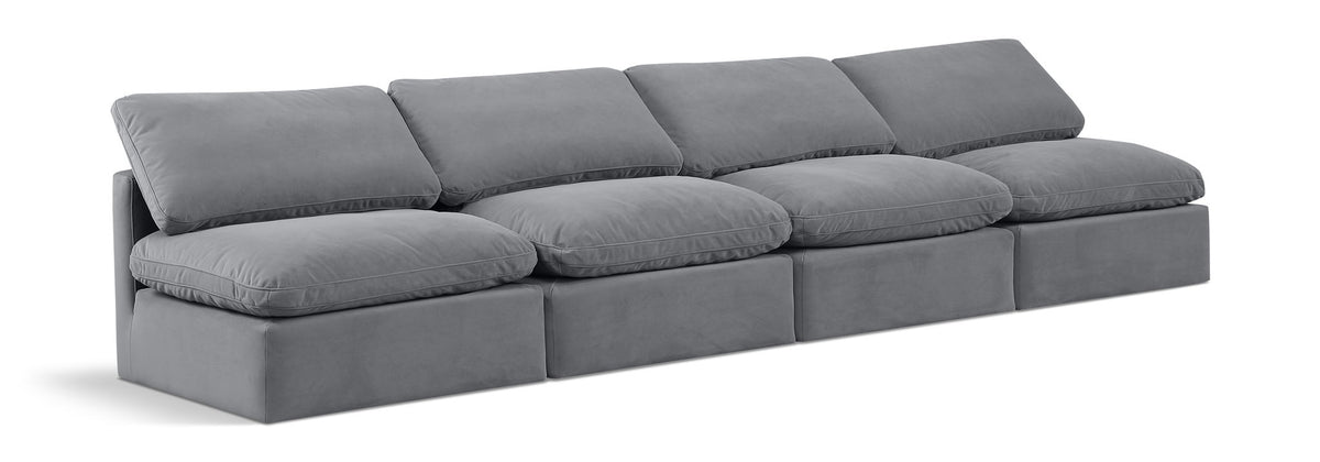 Indulge - Velvet 4 Seat Modular Armless Sofa