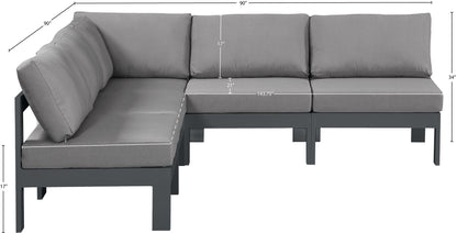 Nizuc - Outdoor Patio 5 Piece Modular Sectional With Gray Frame