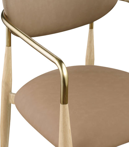 Ronda - Vegan Leather Upholstered Dining Arm Chair - Natural Legs