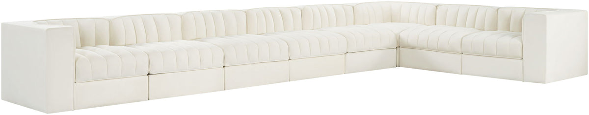 Rummi - Velvet Performance Fabric Upholstered 8 Piece Modular Sectional (With 3 Corner Chairs)