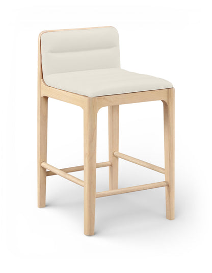 Ellis - Vegan Leather Upholstered Counter Stool (Set of 2) - Natural Base
