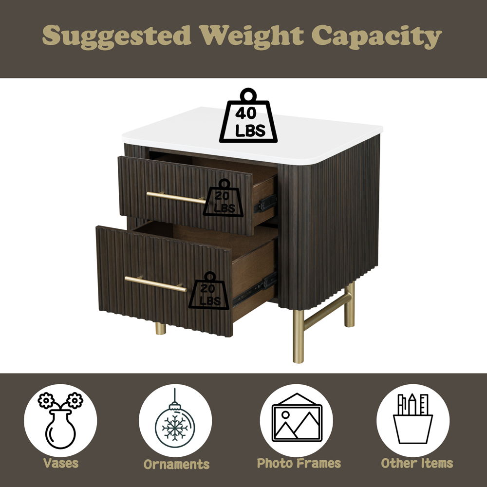 Clayten - Nightstand - Marble Top & Espresso