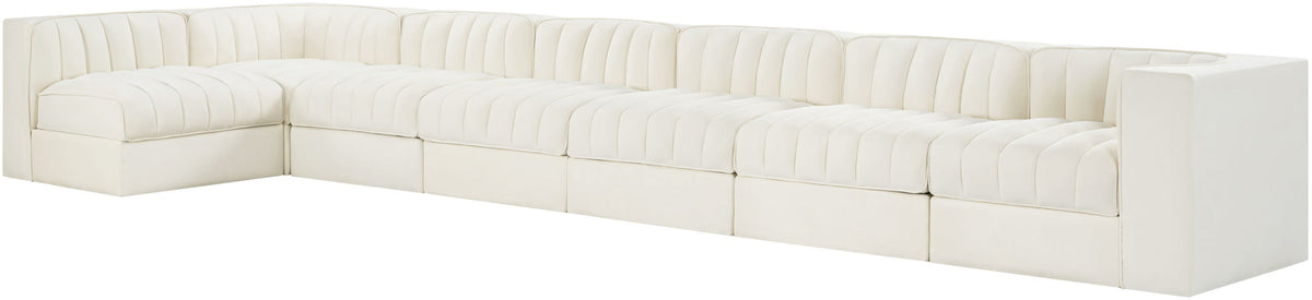 Rummi - Velvet Performance Fabric Upholstered 7 Piece Modular Sectional, L-Shaped (Right)