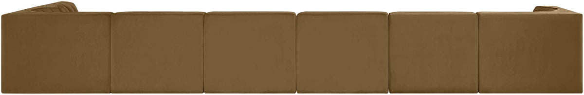 Rummi - Velvet Performance Fabric Upholstered 7 Piece Modular Sectional, L-Shaped (Right)