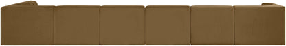Rummi - Velvet Performance Fabric Upholstered 7 Piece Modular Sectional, L-Shaped (Right)