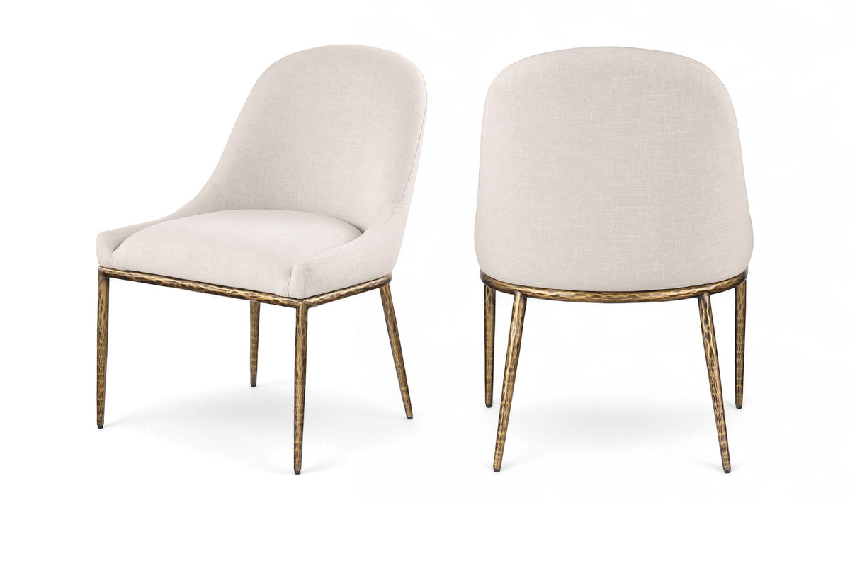 Ferro - Upholstered Dining Side Chair With Brushed Gold Legs