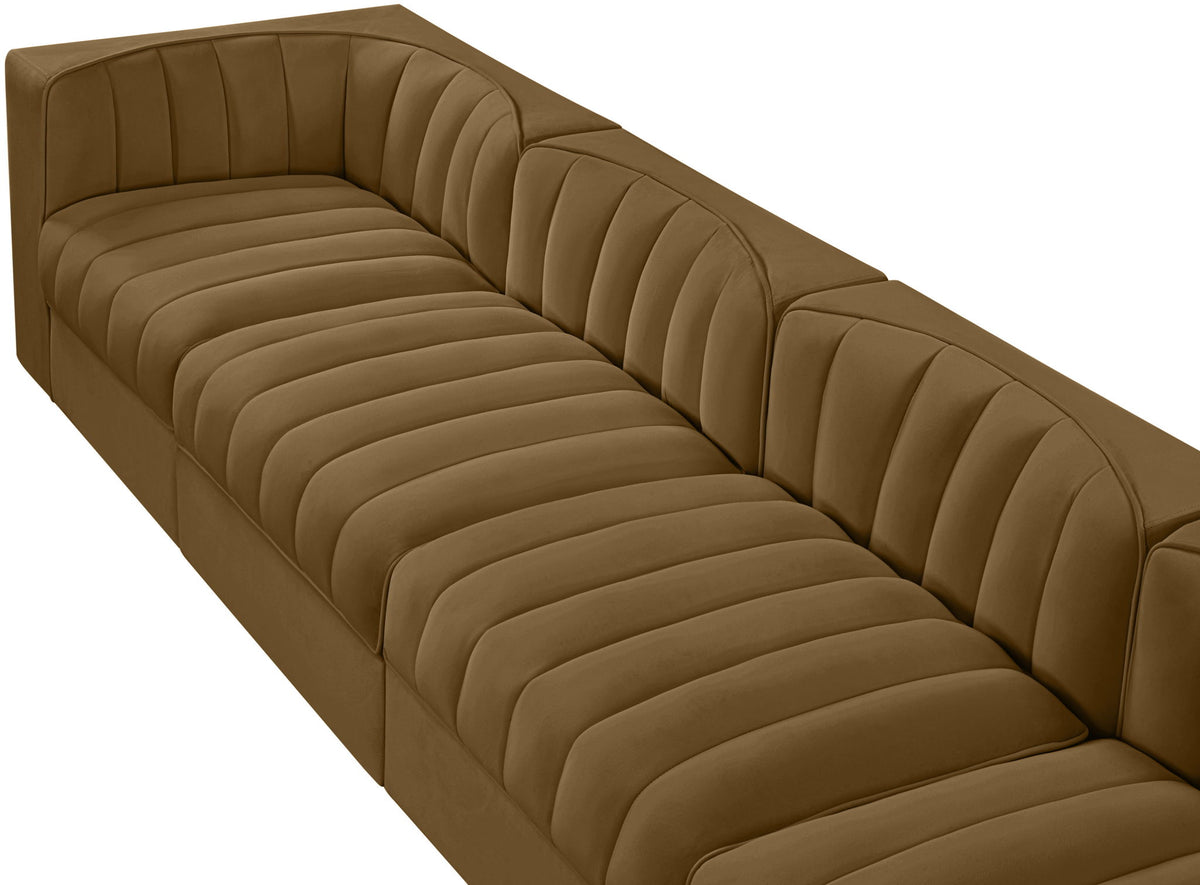 Rummi - Velvet Performance Fabric Upholstered 4 Piece Modular Sofa