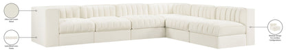 Rummi - Velvet Performance Fabric Upholstered 6 Piece Modular Sectional (With 3 Corner Chairs)