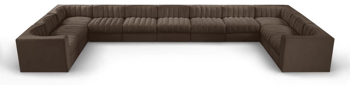 Rummi - Velvet Performance Fabric Upholstered 11 Piece Modular Sectional