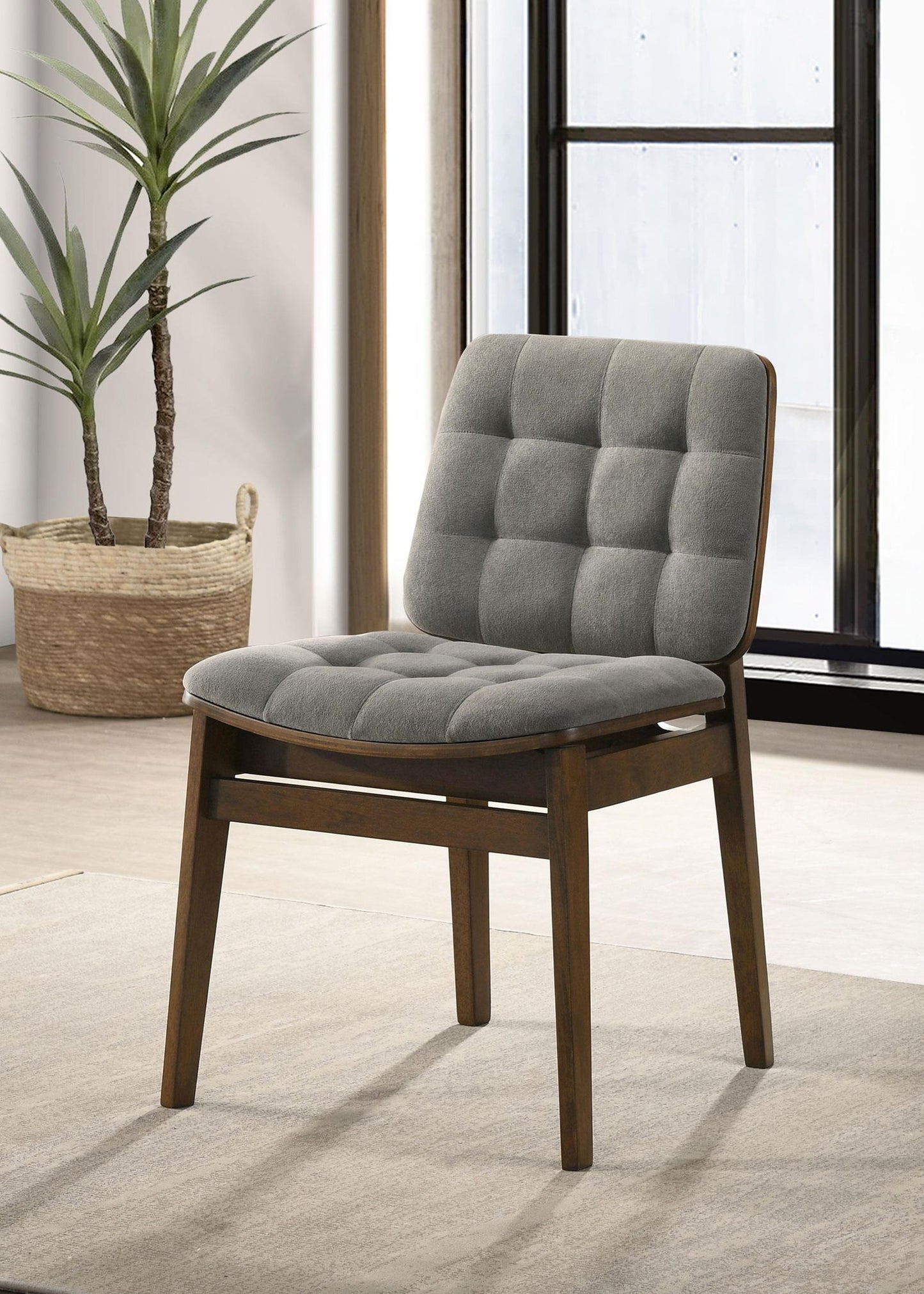 Redbridge Upholstered Side Chair Grey and Walnut (Set of 2)