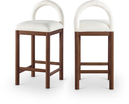Conrad - Linen Counter Stool With Brown Legs