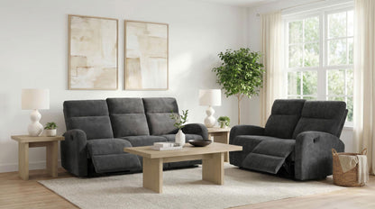 Hamilton 2-piece Chenille Manual Reclining Sofa Set Charcoal Grey