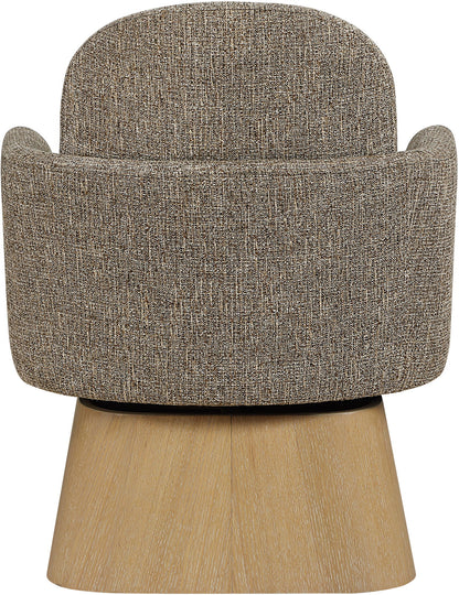 Marlowe - Linen Textured Fabric Upholstered Swivel Accent Chair - Stained Natural