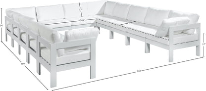 Nizuc - Outdoor Patio 12 Piece Modular Sectional With White Frame