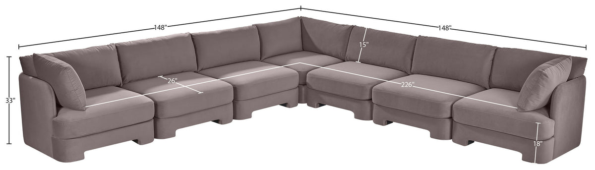 Hammond - Velvet Performance Fabric Upholstered 7 Piece Corner Sectional