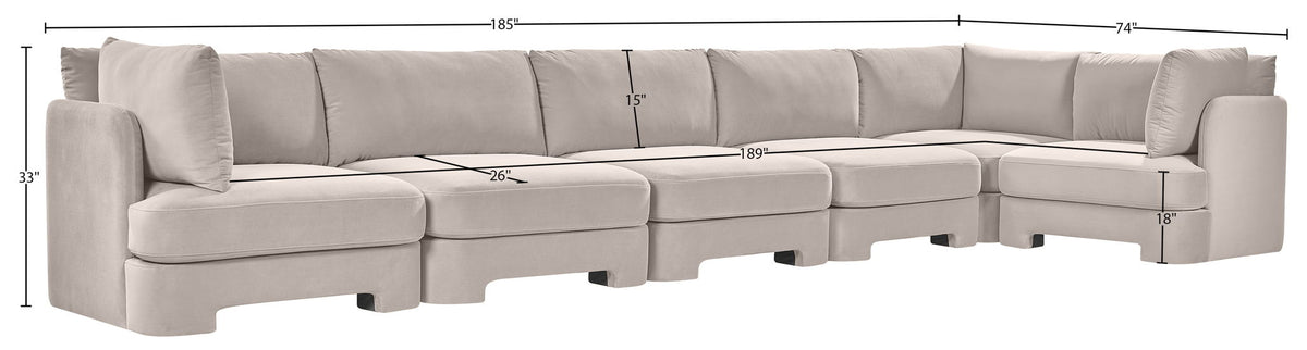 Hammond - Velvet Performance Fabric Upholstered 6 Piece L-Shaped Sectional