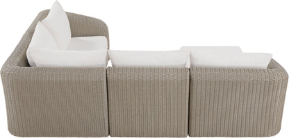 Seacrest - Olefin Water Resistant Fabric And Wicker 5 Piece Outdoor Patio Modular Sectional