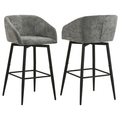 Rainer Fabric Upholstered Swivel Bar Chair Charcoal (Set of 2)