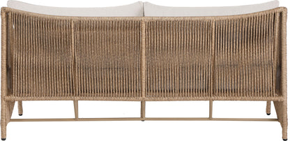 Coastline - Olefin Water Resistant Fabric And Wicker Outdoor Patio Loveseat - Beige