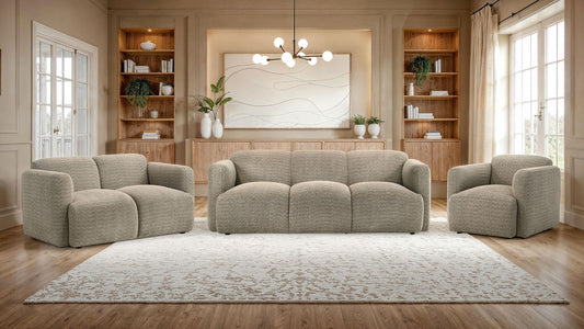 Dorset 3-piece Upholstered Round Track Arm Sofa Set Brown