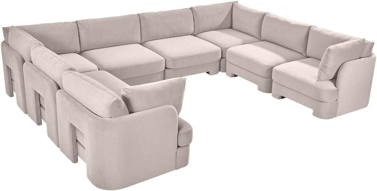 Hammond - Velvet Performance Fabric Upholstered 8 Piece U-Shaped Sectional
