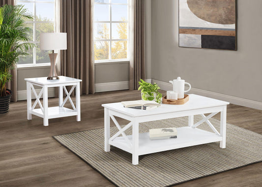 Skyview 2-piece Rectangular Lift Top Coffee Table Set White