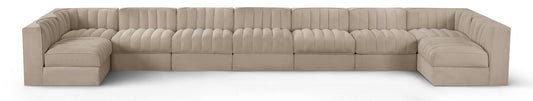 Rummi - Armless Velvet Performance Fabric Upholstered 9 Piece Modular Sectional