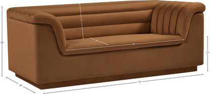 Cascade - Velvet Loveseat - Saddle
