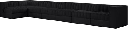 Rummi - Velvet Performance Fabric Upholstered 7 Piece Modular Sectional, L-Shaped (Right)