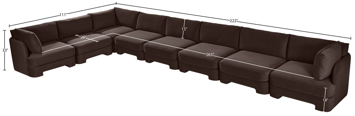 Hammond - Velvet Performance Fabric Upholstered 8 Piece L-Shaped Sectional