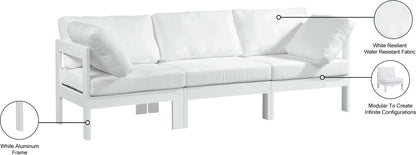 Nizuc - Outdoor Patio 3 Seat Modular Sofa With White Frame