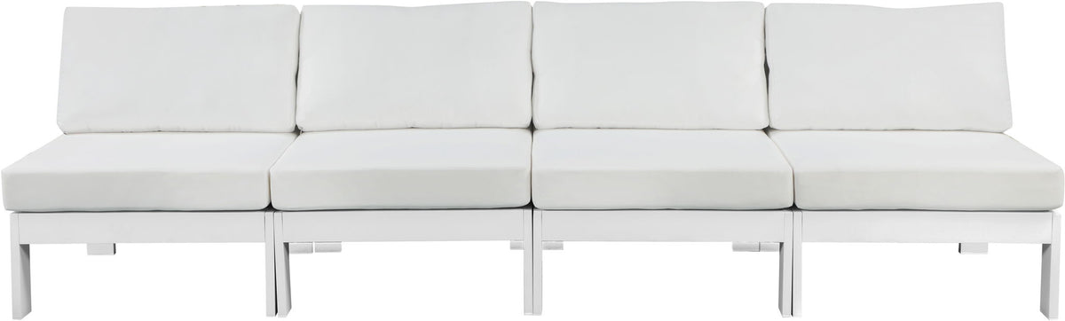 Nizuc - Outdoor Patio 4 Seat Armless Modular Sofa With White Frame