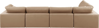 Comfy - 5 Piece Faux Leather Modular Sectional - Tan
