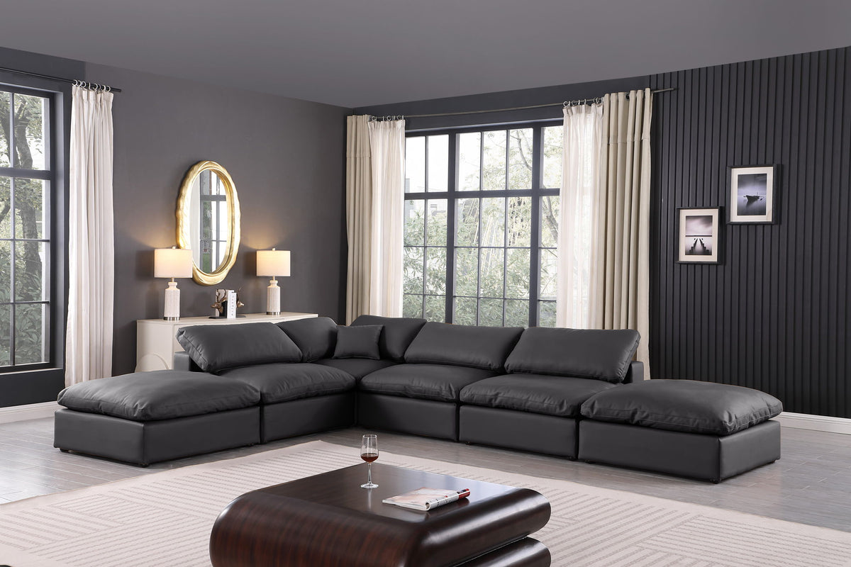 Comfy - 6 Piece Faux Leather Modular Sectional