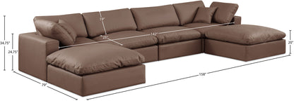 Comfy - 6 Piece Faux Leather Modular Double Chaise Sectional