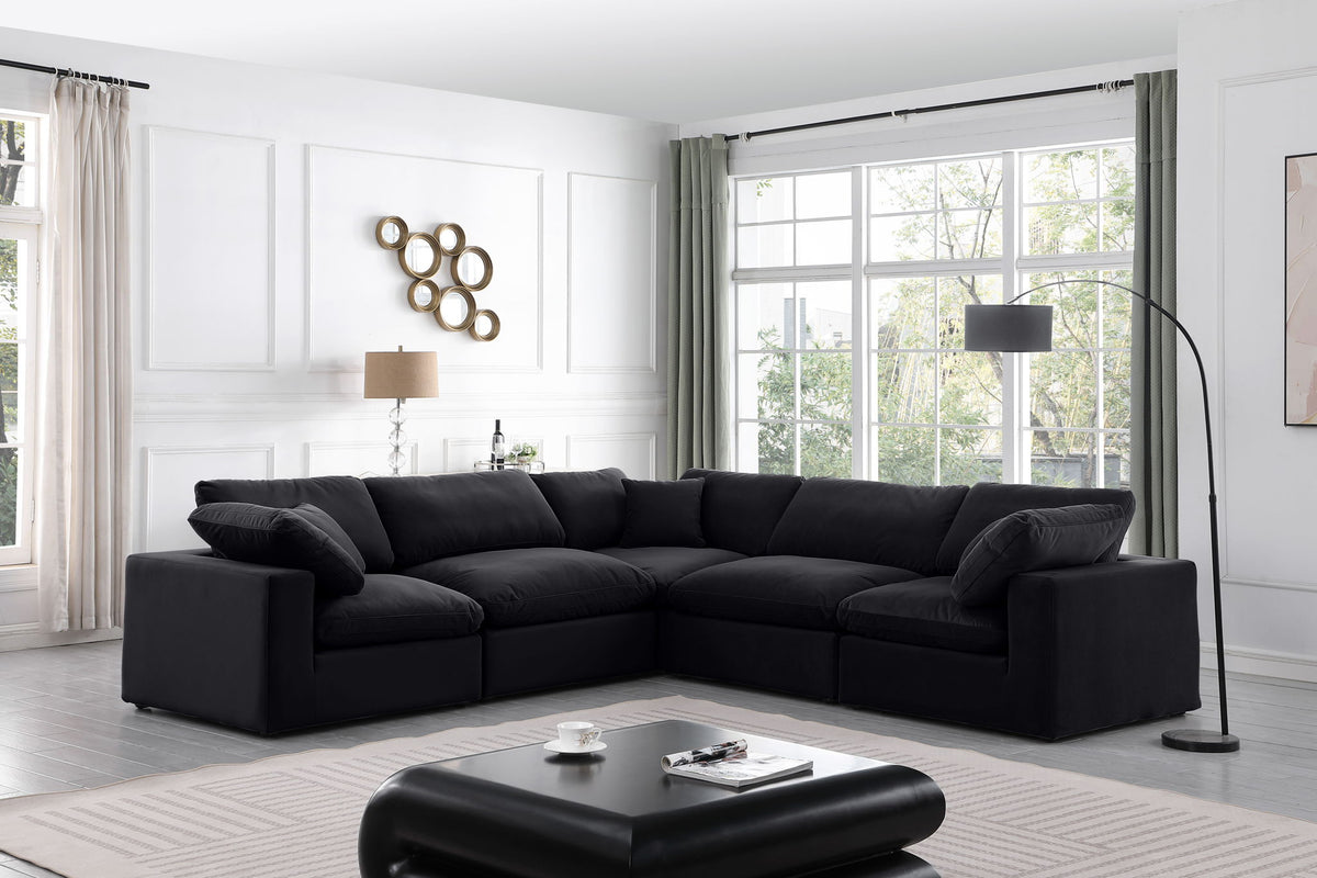 Comfy - 5 Piece Velvet Modular Corner Sectional