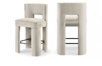 Zuno - Velvet Performance Fabric Upholstered Counter Stool (Set of 2)
