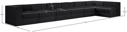 Rummi - Velvet Performance Fabric Upholstered 7 Piece Modular Sectional, L-Shaped (Right)