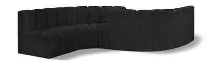 Arc - Boucle Fabric 6 Piece Modular Sofa - Black
