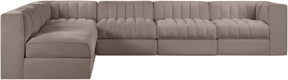 Rummi - Velvet Performance Fabric Upholstered 6 Piece Modular Sectional