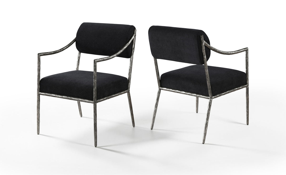 Bastille - Upholstered Dining Arm Chair (Set of 2) - Silver Frame