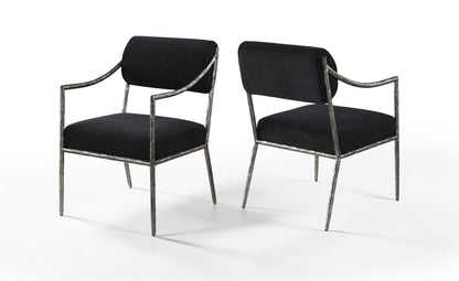 Bastille - Upholstered Dining Arm Chair (Set of 2) - Silver Frame