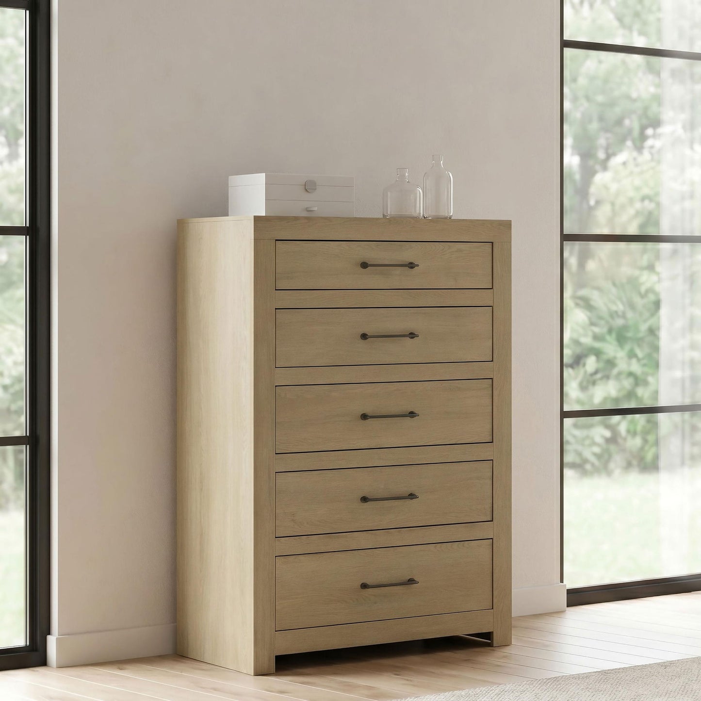 Hendricks 5-drawer Bedroom Chest of Drawers Light Oak