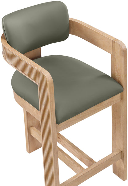 Sacha - Vegan Leather Upholstered Counter Stool With Natural Base
