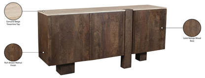 Pietra - Travertine And Mango Wood Sideboard / Buffet - Brown / Beige