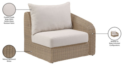 Seacrest - Olefin Water Resistant Fabric And Wicker Outdoor Patio Right Arm Chair