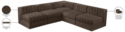 Rummi - Armless Velvet Performance Fabric Upholstered 5 Piece Modular Sectional