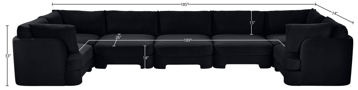 Hammond - Velvet Performance Fabric Upholstered 7 Piece U-Shaped Sectional
