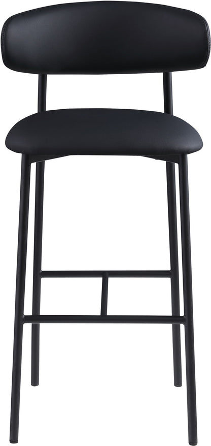 Lupita - Vegan Leather Upholstered Bar Stool With Matte Black Frame (Set of 2)